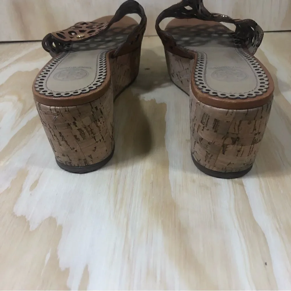 Tory Burch Elaine Wedge Sandals Size 8